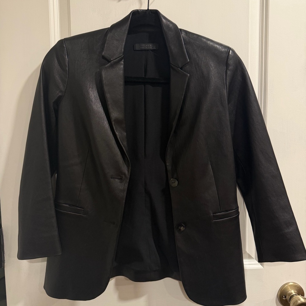 The Row Black Leather Blazer